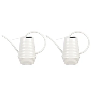 2x White 1L Galvanised Metal Outdoor Pot Plant/Garden Watering Can Heavy Duty - Picture 1 of 2