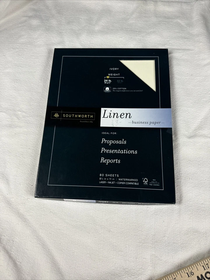 Southworth Linen  Cardstock, 8.5” x 11”, 65 lb/176 gsm, Ivory, 80 Sheets - Image 1 of 1