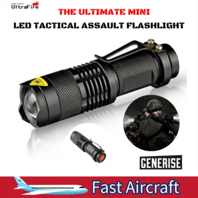 Tactical 50000lm Zoomable Q5 LED .Super Bright Flashlight 14500/AA Torch - Black - image 1 of 4