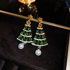 Elk Merry Christmas Earrings Crystal Christmas Tree Earring Studs  Accessories