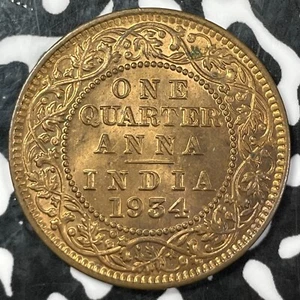 1934 India 1/4 Anna (4 Available) High Grade! Beautiful! (1 Coin Only) - Picture 1 of 4