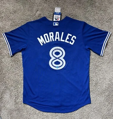 Camiseta de béisbol firmada por Kendrys Morales Toronto Blue Jays EXTREMADAMENTE LIMPIA 🔎 CERTIFICADO DE AUTENTICIDAD Foto 1 de 4