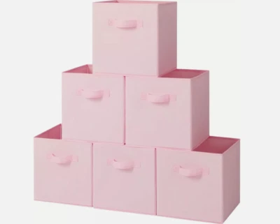 Cubo de almacenamiento plegable para guardería, sala de juegos, armario 11 pulgadas 11 pulgadas, rosa - paquete de 6 Foto 1 de 4