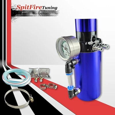Oil Catch Can Reservoir Baffled Tank Breather Universal Blue V2.0 Fits Fiat - Image 1 of 4