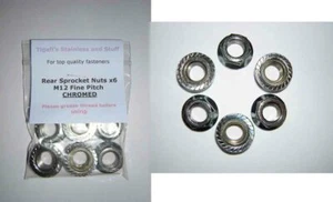 12mm / M12 Sprocket Nuts Flanged - Metlock - CHROME - BNIP - Picture 1 of 2