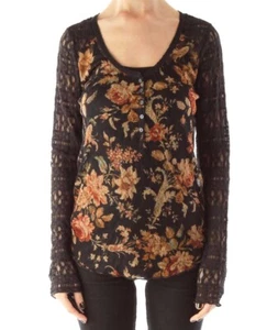 Denim & Supply Ralph Lauren Top Size M Dark Floral Sheer Lace Y2K Whimsigoth - Picture 1 of 15
