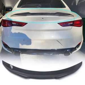 For 2017-2022 Infiniti Q60 High Kick Rear Trunk Spoiler Wing ABS Carbon Look - Picture 1 of 14