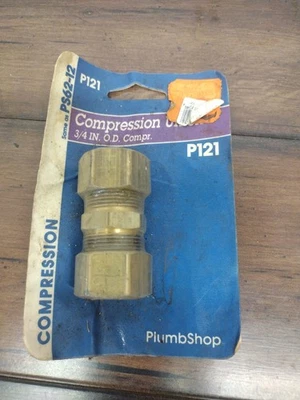 3/4"OD Compression Copper Tube Union Straight Joiner Fitting Air Gas Water #P121 - Image 1 of 2