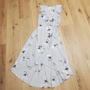 Peppermint USA Womens Dress Gray Floral Wrap Maxi Size M Cottage Boho Wedding - Picture 1 of 13