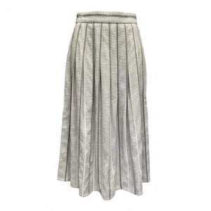 Vintage Baldanza Damen 80er Jahre cremeweiß & grau Plissee gefüttert Midirock-Größe 4 - Bild 1 von 5