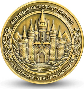 Inspirational Christian Challenge Coin God is Our Refuge Strength Pocket Token - Picture 1 of 6