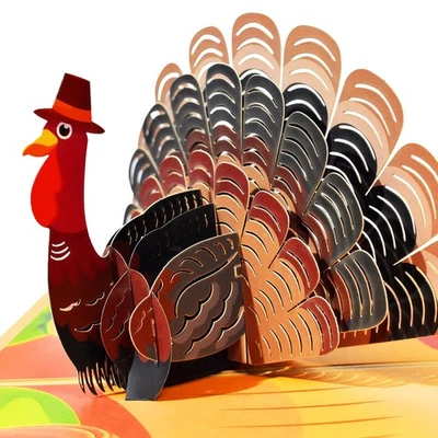 CNLITIHEKA Thanksgiving Turkey Pop Up Card, Turkey Thanksgiving Card, Fall Gr... - Image 1 of 4