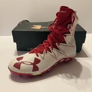 NEW Under Armour Men's Football Cleats Red/White Sz 11 Highlight MC- Box Damaged - Picture 1 of 16