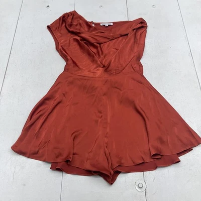 Pantalones Cortos Andrea Iyamah Mameluco Mujer Medio Óxido Satinado Corbata Cuello Drapeado Foto 1 de 4