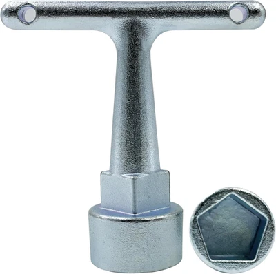 Folding Water Meter & Curb Stop Wrench Pentagon Meter Box Cover Key Tool - Image 1 of 4