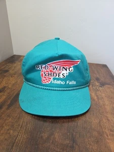 Vintage Red Wing Shoes Turquoise Hat Cap Adjustable - Picture 1 of 7