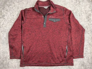 Eddie Bauer 1/4 Snap Pullover XLarge Mens Zip Pockets Long Sleeve Burgundy - Picture 1 of 9