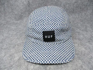 HUF Hat Cap Strap Back Blue White 5 Panel Gingham Patch Canvas Mens Skate - Picture 1 of 10