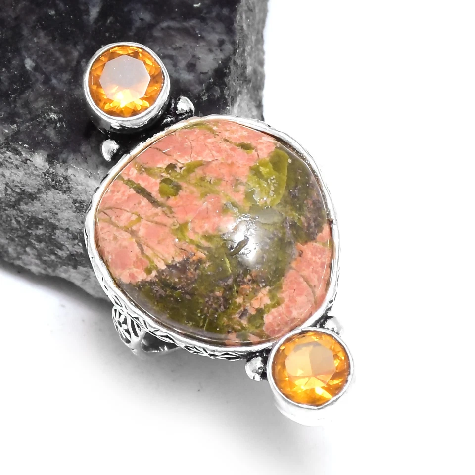 Ruby Zoisite Citrine Ethnic Handmade Gift Ring Jewelry US Size-6 R-376 - Image 1 of 1