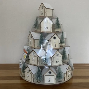 Hobby Lobby Light Up 5 Tier Wooden Village Rotating Advent Calendar Christmas - Picture 1 of 4