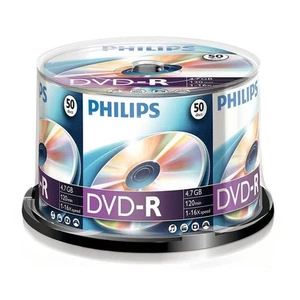 Philips DVD-R Rohlinge 4,7 GB 120 Min. 16x Speed 50er Spindel # DM4S6B50F/00 - Bild 1 von 1