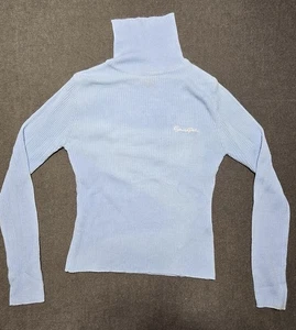 Vtg Southpole Sweater Junior Girl Medium Blue Ribbed 90s Y2K Turtleneck Pullover - Picture 1 of 7