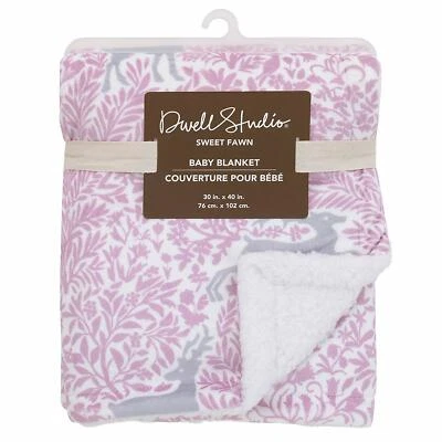 Sweet Fawn Deer/Forest Double Sided Velboa/Sherpa Baby Blanket by Dwell Studio - Image 1 of 4