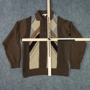 Turnbury Mens Size 40 Sweater Wool Blend Brown Collared Long Sleeve Polo Style - Picture 1 of 8