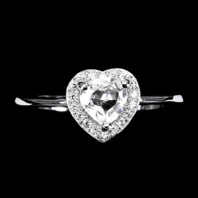 925 Sterling Silver Ring Heart Topaz 5mm Natural Gemstone Jewelry - Image 1 of 4