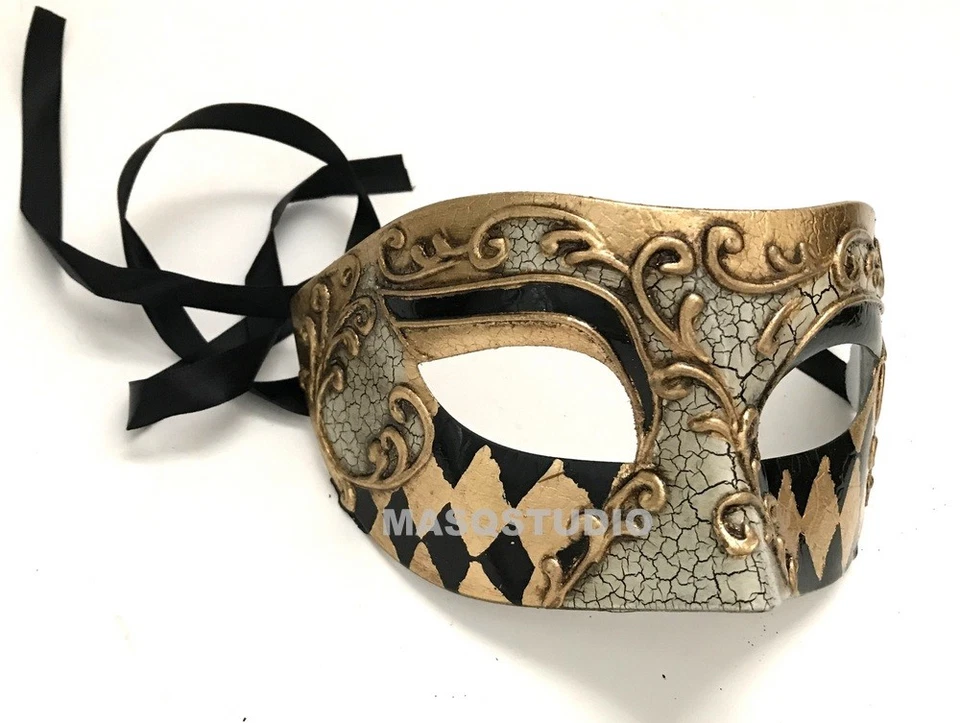 Men Masquerade Eye Mask Harlequin Jester Cosplay Costume Halloween Party - Image 1 of 1