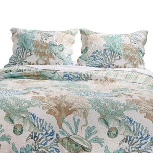 Barefoot Bungalow Atlantis Corals And Seashells Perfect Pillow Sham - Jade - Picture 1 of 3