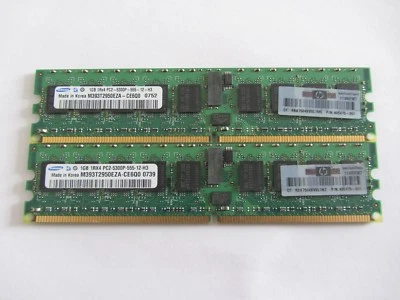  LOT OF-(2x1GB)Samsung M393T2950EZA   240-Pin 1Rx4 PC2-5300P DDR2-667 SDRAM ECC Foto 1 de 3