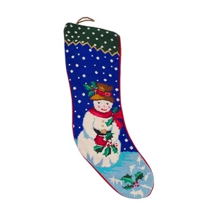 Medias de Navidad Muñeco de Nieve Punta de Aguja en Fedora Sombrero Hecho a Mano 24 pulgadas - Imagen 1 de 6