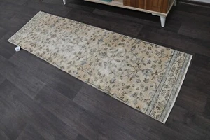 Vintage Turkish Runner Rug 2x5ft ORANGE Handmade Anatolian Oushak Hallway Wool - Picture 1 of 10