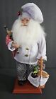 Santa Claus Chef Baker w/ Wine Bottle Fruit Bread Basket Christmas Figure 14"