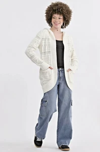 No Boundaries Juniors Size X X Small Cocoon Cardigan Hood Open Front Sweater - Picture 1 of 5