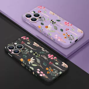 Phone Case For iPhone 16 Pro Max 15 14 13 12 11 XR Flower ShockProof Soft Cover - Picture 1 of 18
