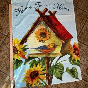 Home Sweet Home Birdhouse Sunflower House Bandera - Imagen 1 de 1
