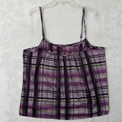 New York & Company Purple Plaid Spaghetti Strap Blouse Top Women XL Chest 42 - Image 1 of 4