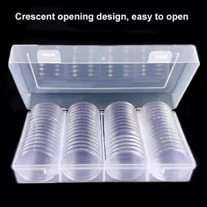 Coin Case 60 Pcs 40 Mm Silver Eagles Coin Capsules Coin Holder Storage Container - Picture 1 of 10