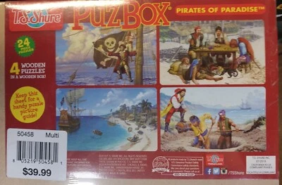 T.S. Caja de madera Shure clásica hecha a mano calidad piratas del paraíso juegos de 4-24 piezas Foto 1 de 4