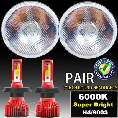 2PCS For Triumph TR6 1969-1976 Round 7" H4 6500K LED Headlights HI/Lo Beam Foto 1 de 4