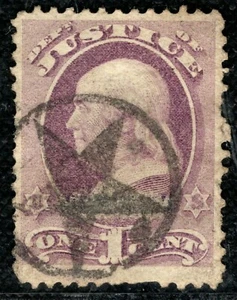 USA Official Stamp Scott.O25 1c Purple JUSTICE (1873) Used STAR c$100+ ORANGE74 - Picture 1 of 6