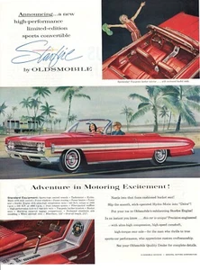 Anuncio de coche impreso vintage Oldsmobile 62 Red Starfire espectacular anuncio 1961 - Imagen 1 de 2