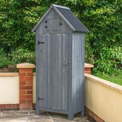 KCT OUTDOOR STORAGE CUPBOARD WOODEN WATERPROOF TOOL BOX APEX ROOF SMALL SHED GARDEN