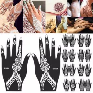 India coni henné kit stencil per tatuaggi temporanei per decalcomania body art braccio a mano - Foto 1 di 25