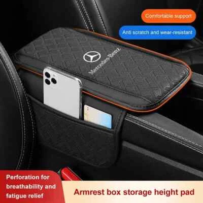 Car Center Console Armrest Box Cushion Cover Pad with Pocket for Mercedes Benz - Image 1 of 4