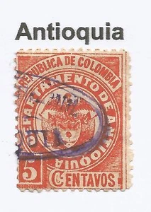 ANTIOQUIA. 1893. 5c Red. SG: 94. Used “Antioquia” Cancel. - Picture 1 of 1