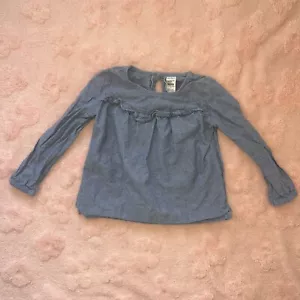 Carter’s Girls Size 4T 4A Blue Denim Long Sleeve Casual School Play Shirt Top - Picture 1 of 8
