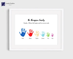 Personalised Family hand print, gift for family, new home decor wall art - Picture 1 of 1